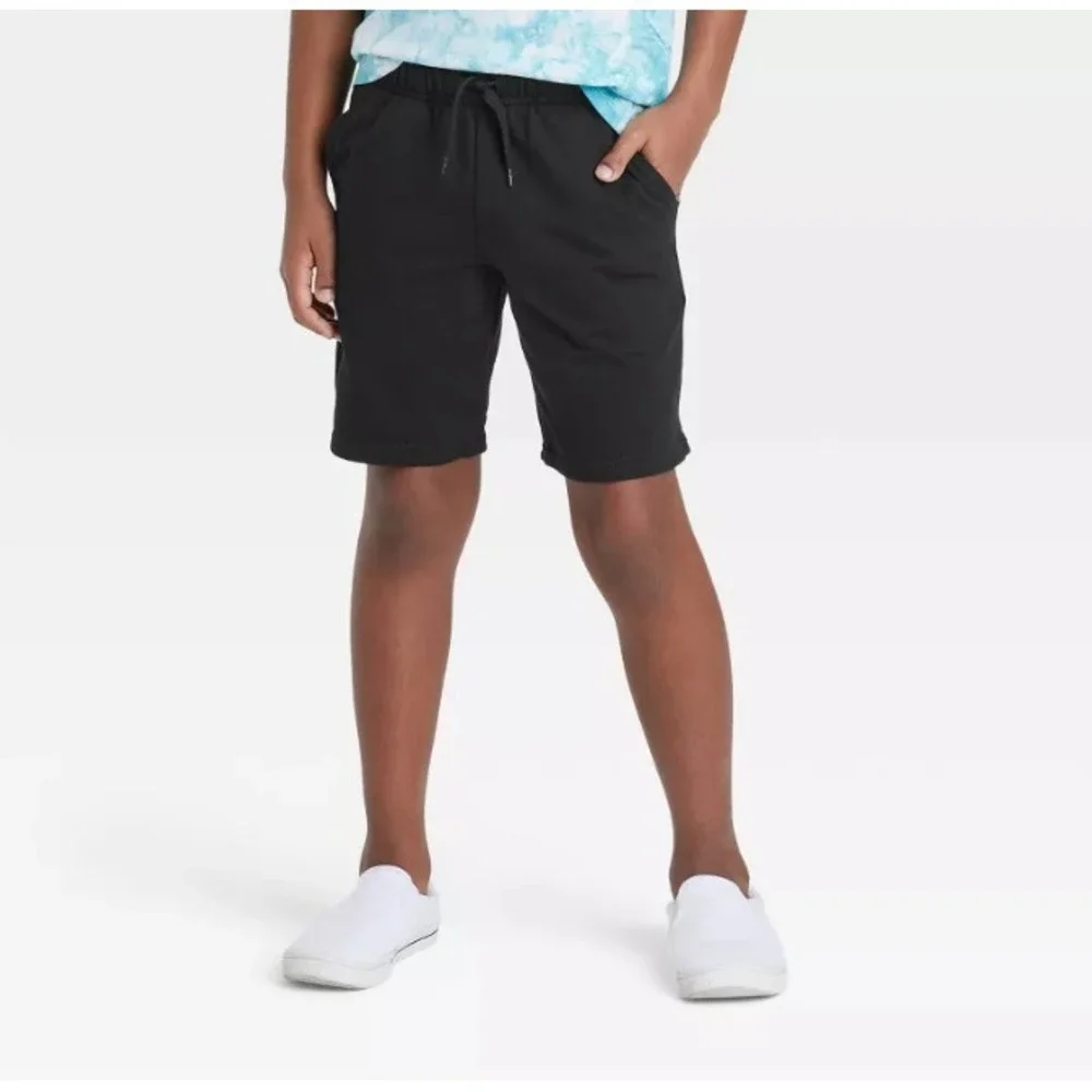 Boys' Mid-Rise Fleece Pull-On‎ Shorts Black Size Small